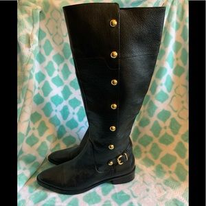 Micheal Kors Carney tall leather gold stud boot 6